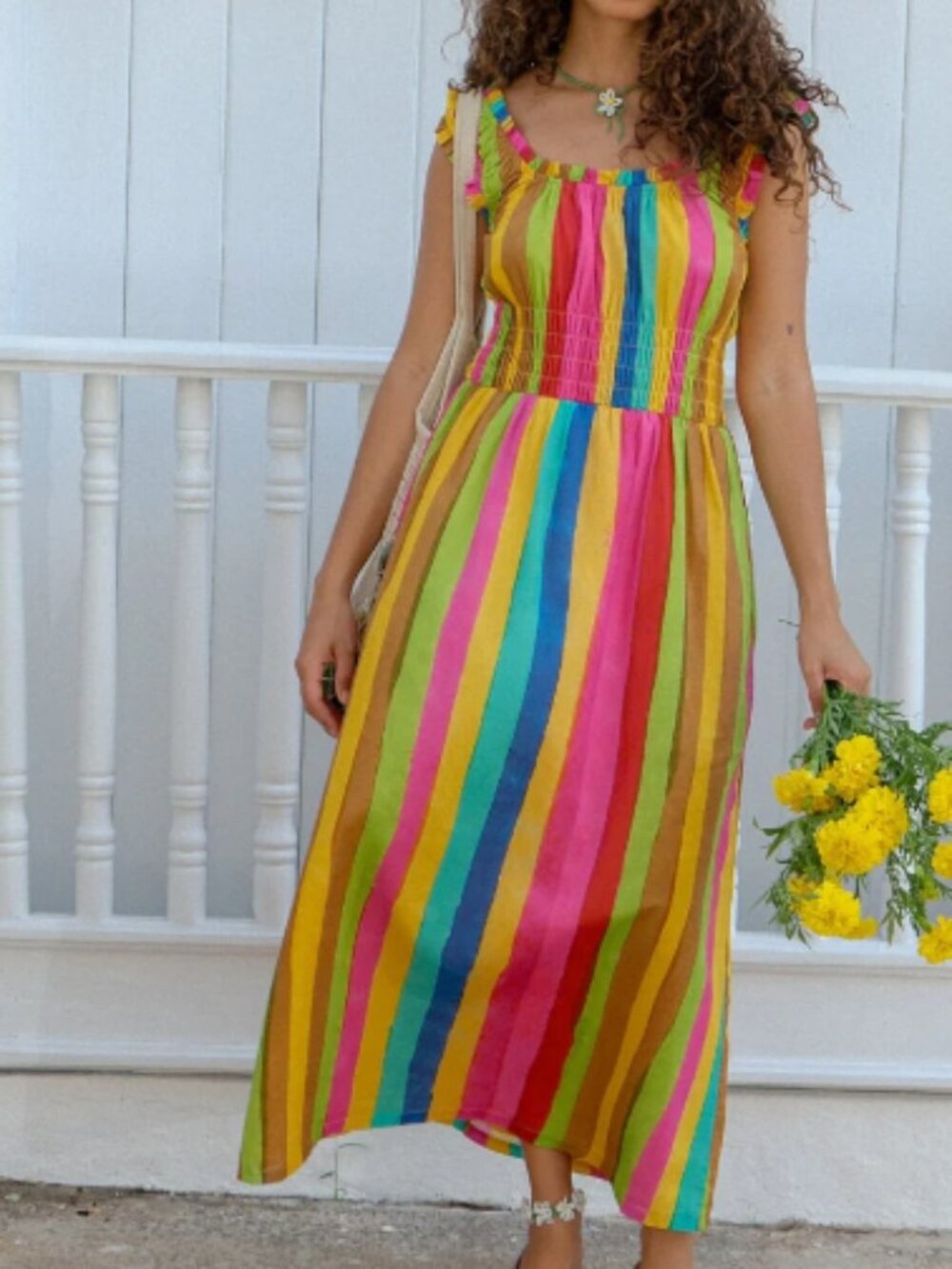 Annie Dress - Sherbert Stripe - Lisa Says Gah